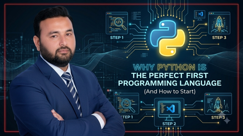 Python for beginners step-by-step coding roadmap illustration